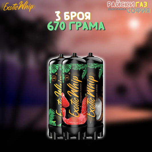 Райски Газ Exotic Whip 670G - 3 броя | 24/7 Доставка за град София и околията!