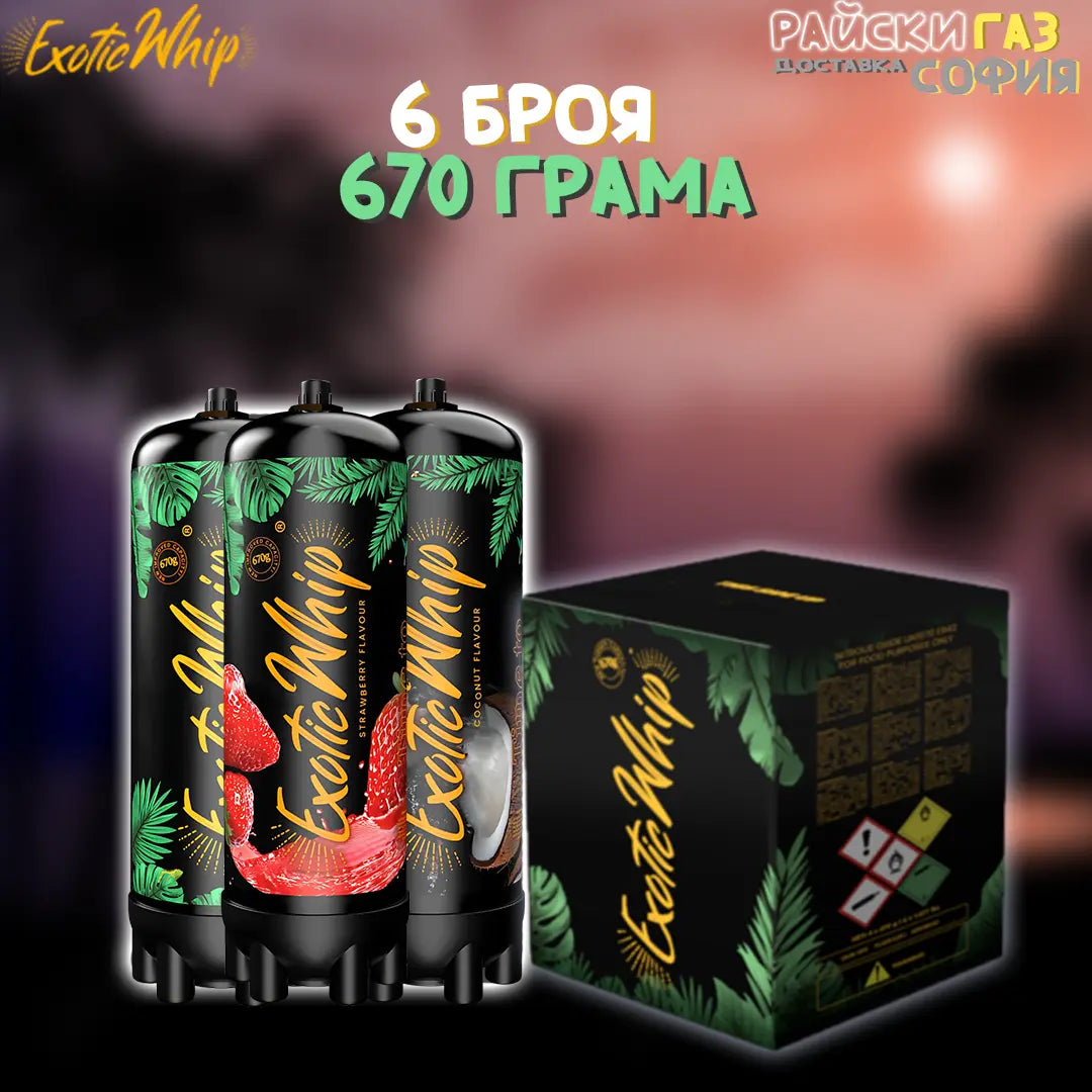 Райски Газ Exotic Whip 670G - 6 броя | 24/7 Доставка за град София и околията!